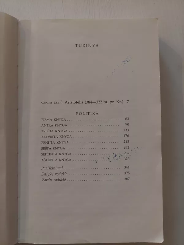 Politika -  Aristotelis, knyga 6