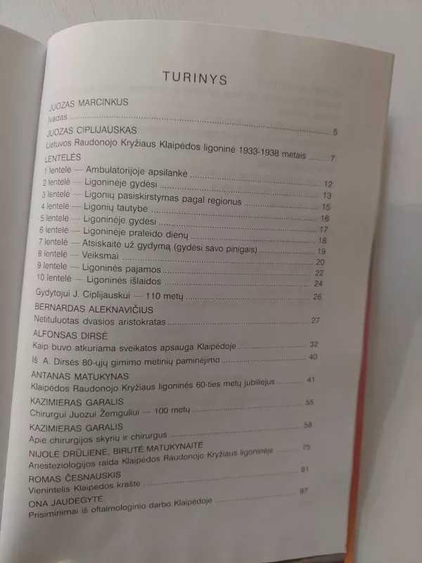 Klaipėdos Raudonojo kryžiaus ligoninė - Kazimieras Garalis, Juozas Marcinkus, knyga 4