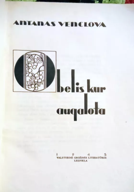 Obelis kur augalota - Antanas Venclova, knyga 3
