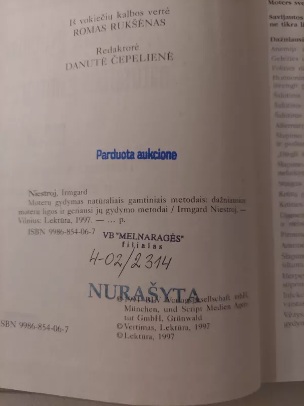 Moterų gydymas natūraliais gamtiniais metodais - Irmard Niestroj, knyga 3