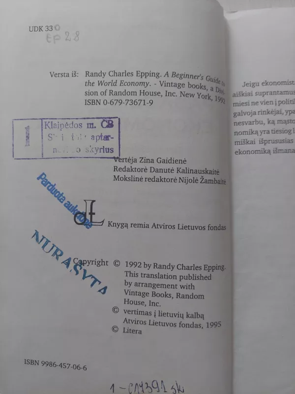 Pasaulio ekonomikos ABC - R. C. Epping, knyga 3