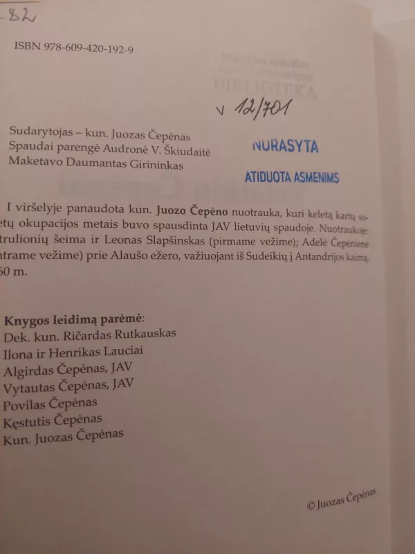 Velaikių Čepėnai - kun. Juozas Čepėnas, knyga 3