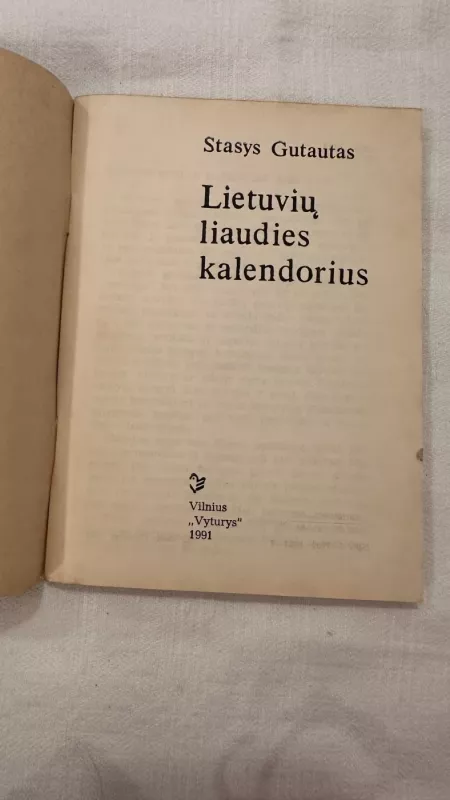 Lietuvių liaudies kalendorius - Stasys Gutautas, knyga 3