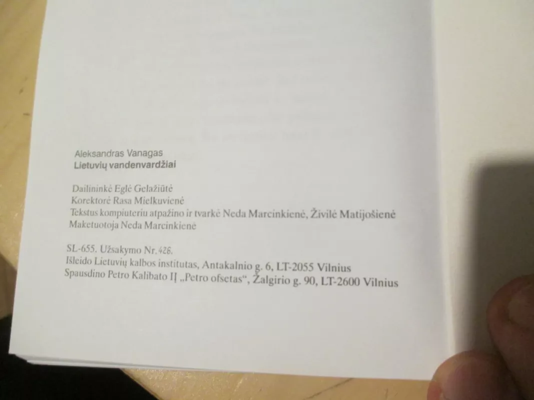 Lietuvių vandenvardžiai - Aleksandras Vanagas, knyga 5