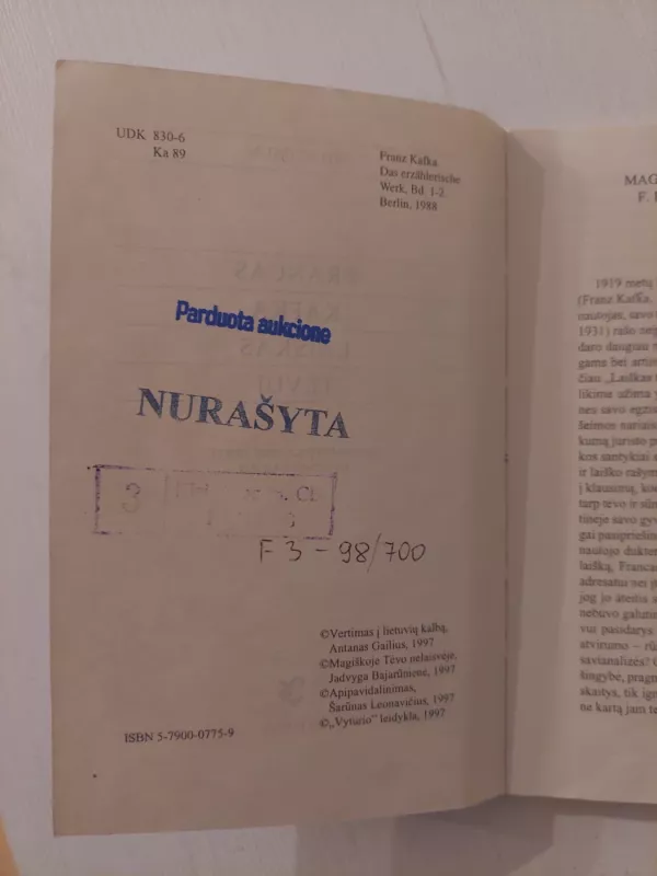 Laiškas tėvui - Franz Kafka, knyga 3