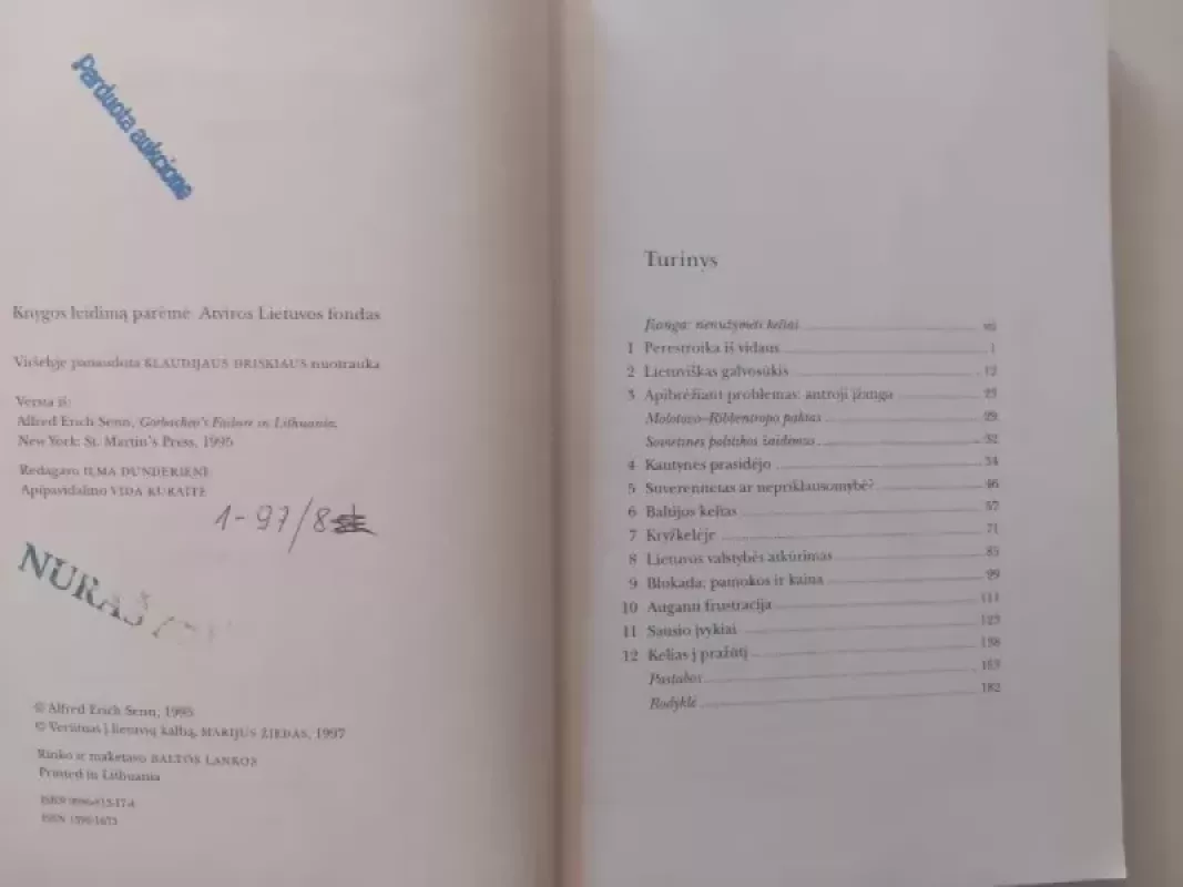 Gorbačiovo nesėkmė Lietuvoje - Alfred Erich Senn, knyga 3