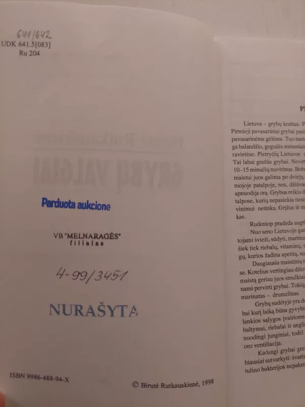 Grybų valgiai - B. Rutkauskienė, knyga 3