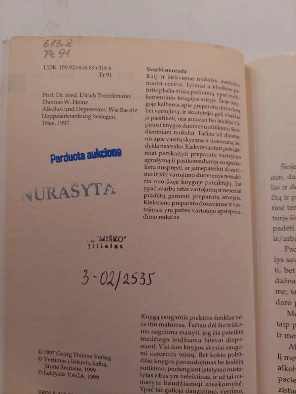 Alkoholis ir depresija - Ulrich Trenckmann, Thomas W.  Heinz, knyga 3