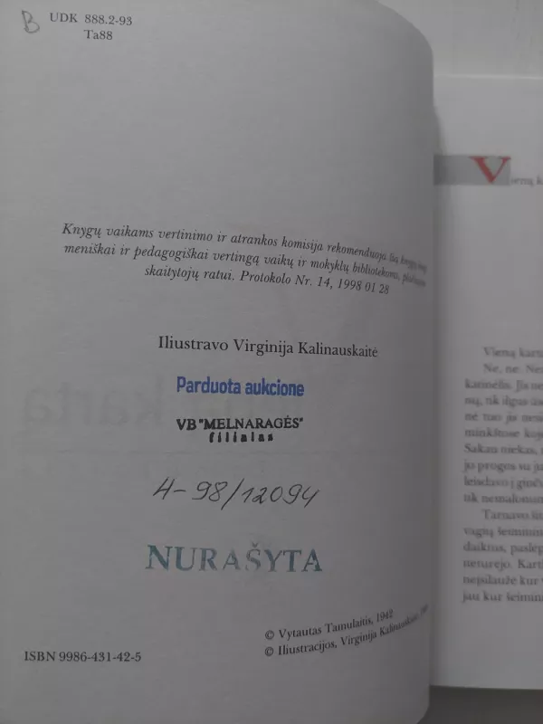Vieną kartą - Vytautas Tamulaitis, knyga 3