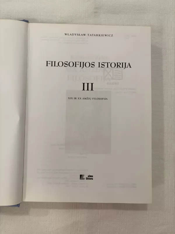 Filosofijos Istorija III - Wladyslaw Tatarkiewicz, knyga 3