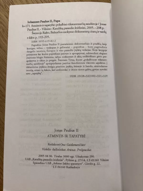 Atmintis ir tapatybė - Jonas Paulius II, knyga 3