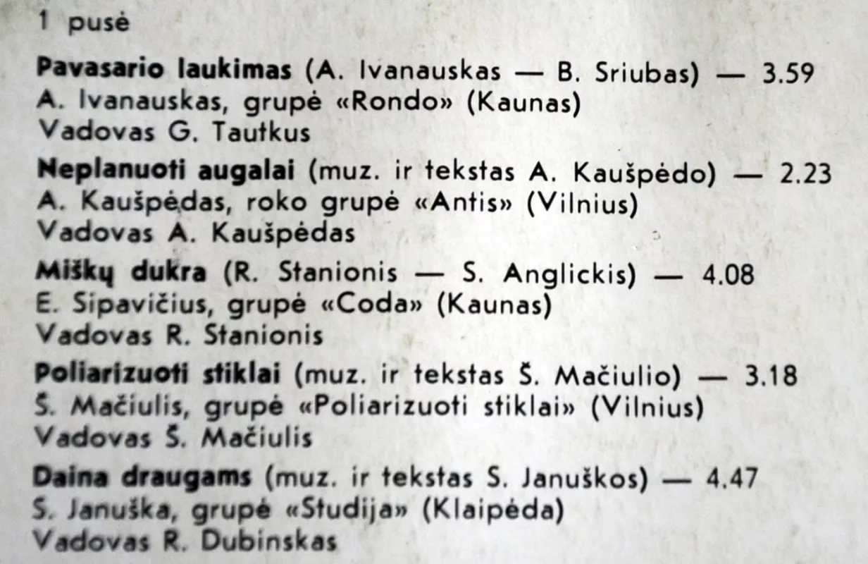 Populiarnie gruppi diskotek Litvi. - MEDIUM,CODA,POLIARIZUOTI STIKLAI,KARDIOFONAS,ANTIS,STUDIJA,VAIVORYKŠTĖ,RONDO., plokštelė 5