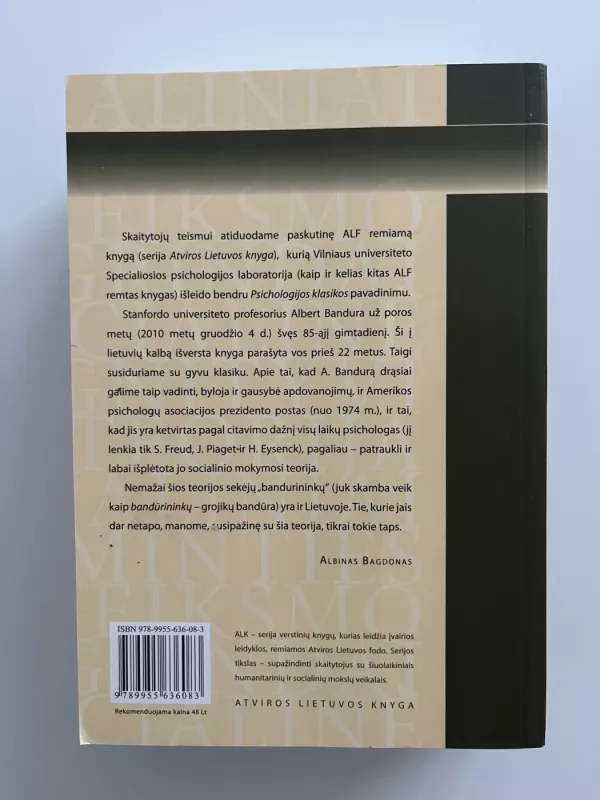 Socialiniai minties ir veiksmo pagrindai. Socialinė kognityvi teorija - Albert Bandura, knyga 3