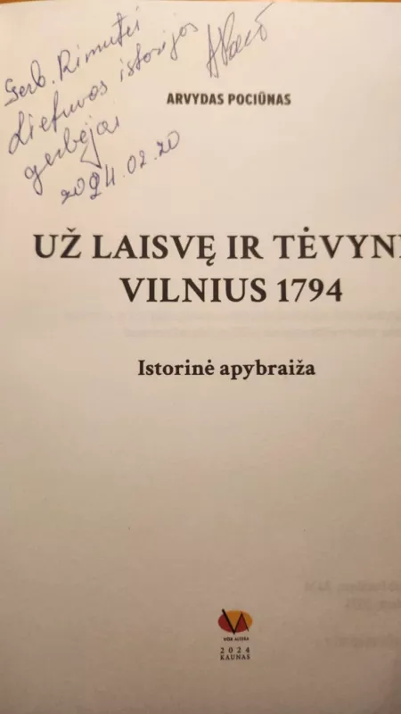 Už laisvę ir Tėvynę! Vilnius, 1794 - Arvydas Pociūnas, knyga 3