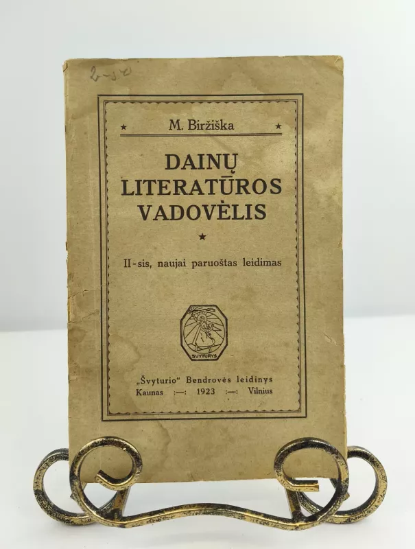 Dainų literatūros vadovėlis 1923m. - M. Biržiška, knyga 3