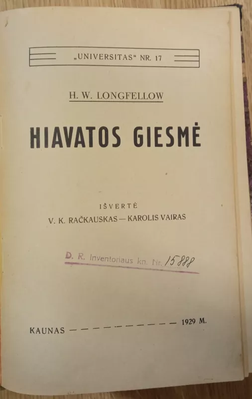 HIAVATOS GIESME - H.W. Longfellow, knyga 2