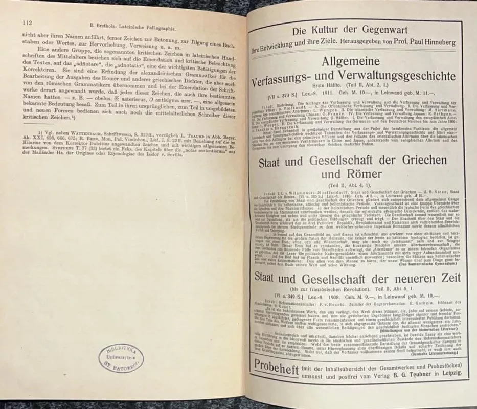 Grundriss der Geschichtswissenschaft. Band I, Abteilung 1. Lateinische Paläographie. - Dr. Bertold Bretholz, knyga 6