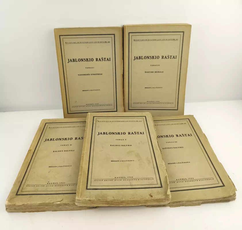 Jablonskio raštai I - V dalys, 1933 - 1936m. - J. Balčikonis, knyga 2
