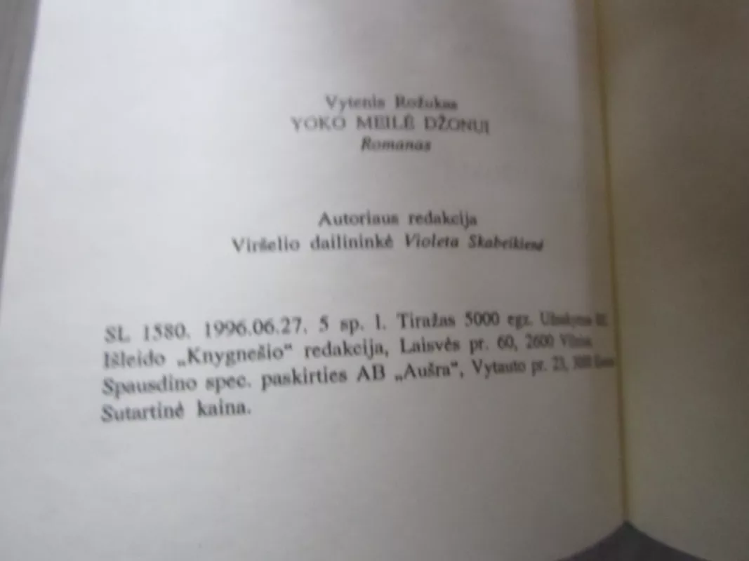 Yoko meilė Džonui - Vytenis Rožukas, knyga 6