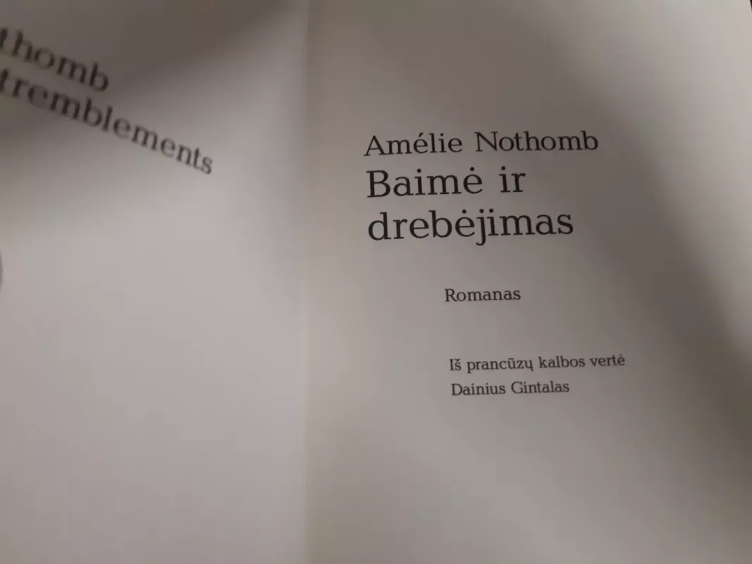 Baimė ir drebėjimas - Amelie Nothomb, knyga 3