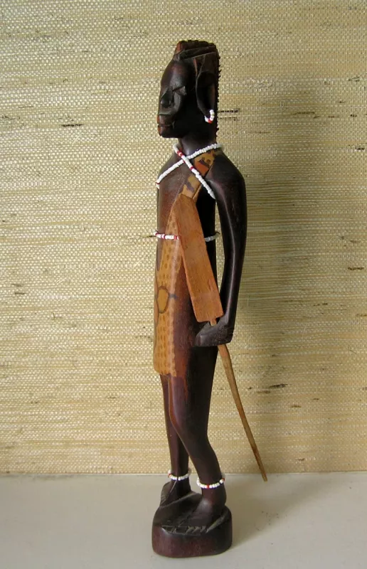 Medinė Afrikos kario statulėlė - , namai ir interjeras 4