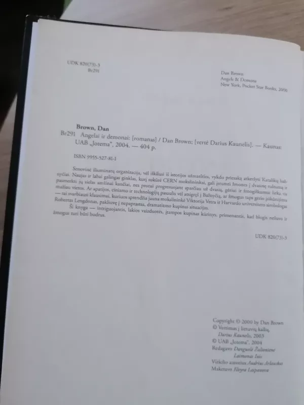 Angelai ir demonai - Dan Brown, knyga 4