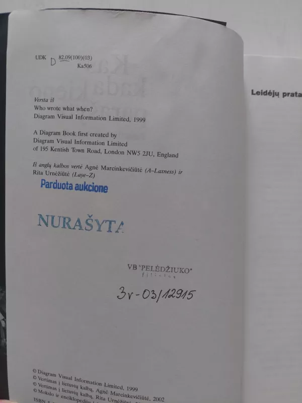 Kas kada kieno parašyta: pasaulio rašytojų žinynas - Autorių Kolektyvas, knyga 3