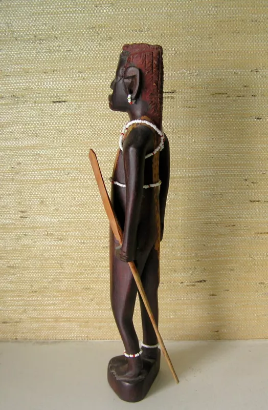 Medinė Afrikos kario statulėlė - , namai ir interjeras 5