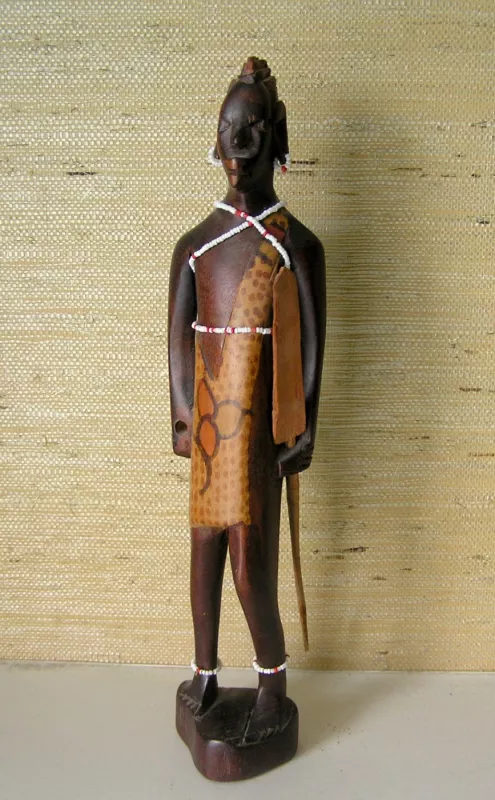 Medinė Afrikos kario statulėlė - , namai ir interjeras 3