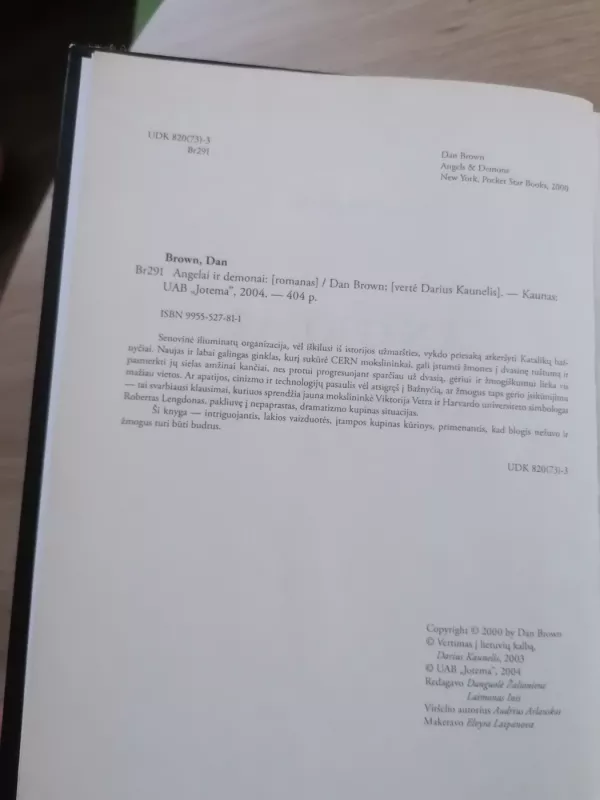 Angelai ir demonai - Dan Brown, knyga 5