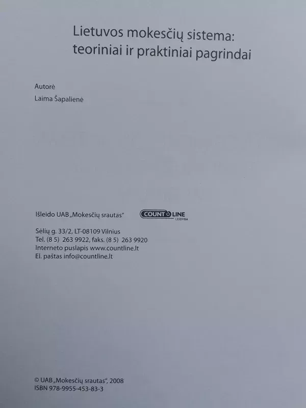 Lietuvos mokesčių sistema: teoriniai ir praktiniai pagrindai - Laima Šapalienė, knyga 3