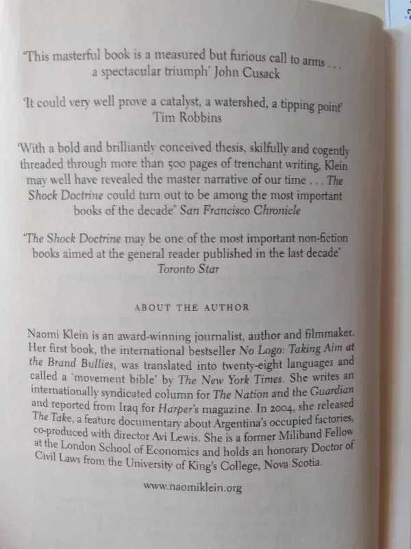 The Shock Doctrine: The Rise of Disaster Capitalism - Naomi Klein, knyga 4