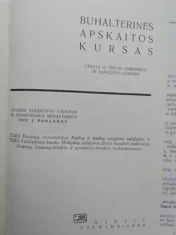 Buhalterinės apskaitos kursas - I. Pokladas, knyga 3