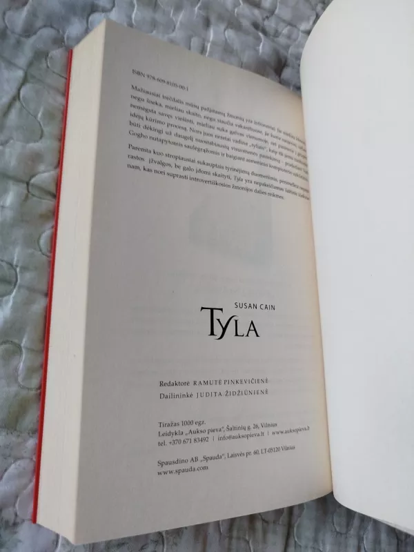 Tyla. Introvertų galia pasaulyje, kuris nesiliauja kalbėjęs - Susan Cain, knyga 5