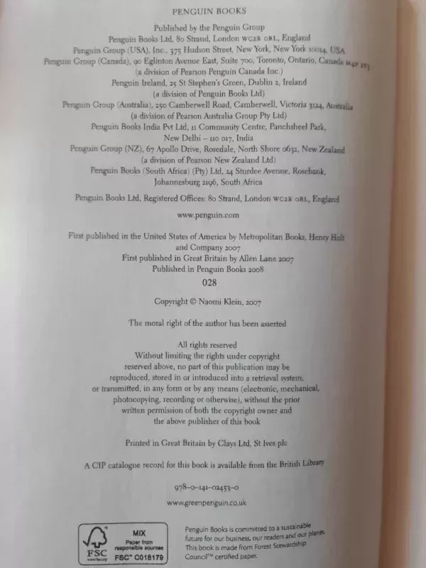 The Shock Doctrine: The Rise of Disaster Capitalism - Naomi Klein, knyga 6