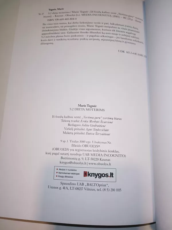 5:2 dieta moterims: Asmeninis planas ir praktiškas geriausių receptų vadovas - Marie Tegner, knyga 4