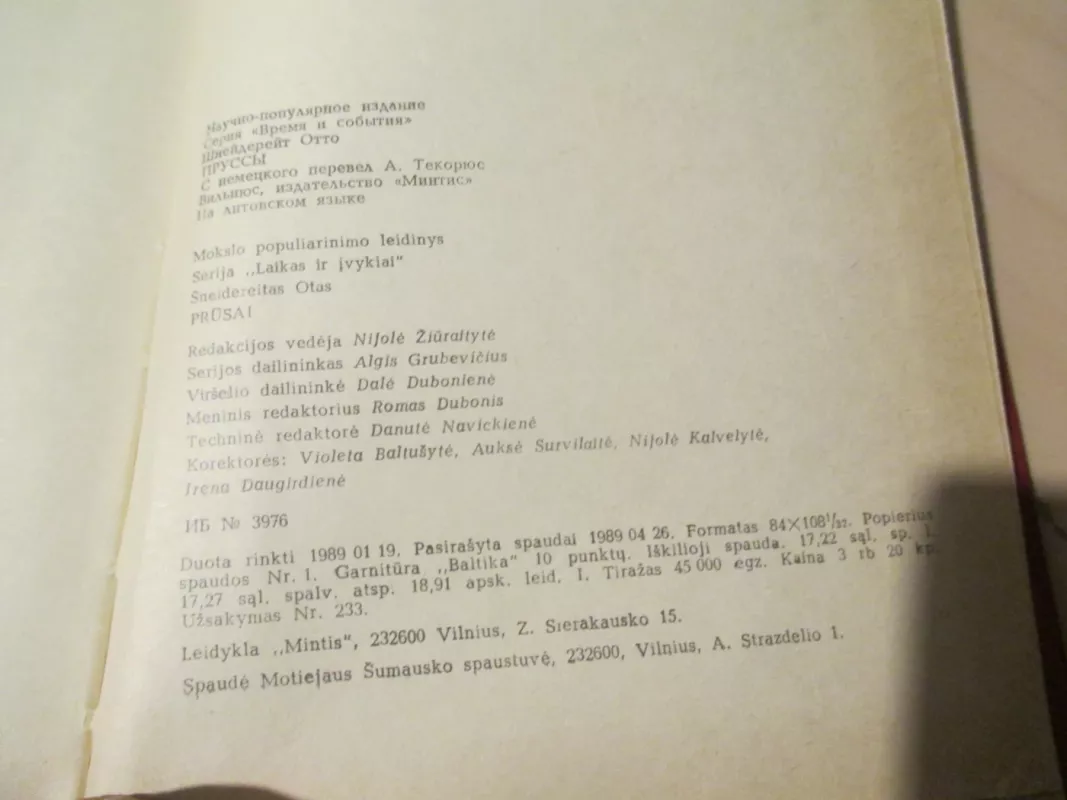 Prūsai - O. Šneidereitas, knyga 5