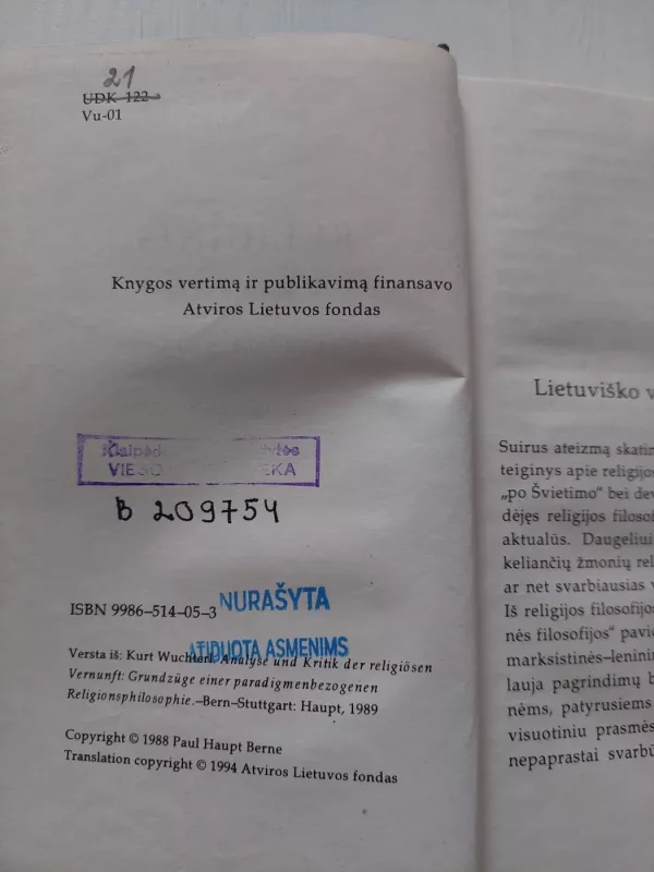 Religinis protas: analizė ir kritika - Kurt Wuchterl, knyga 3