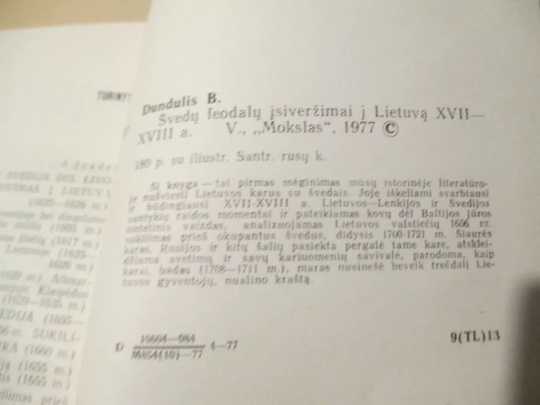 Švedų feodalų įsiveržimai į Lietuvą XVII-XVIII a. - Bronius Dundulis, knyga 4