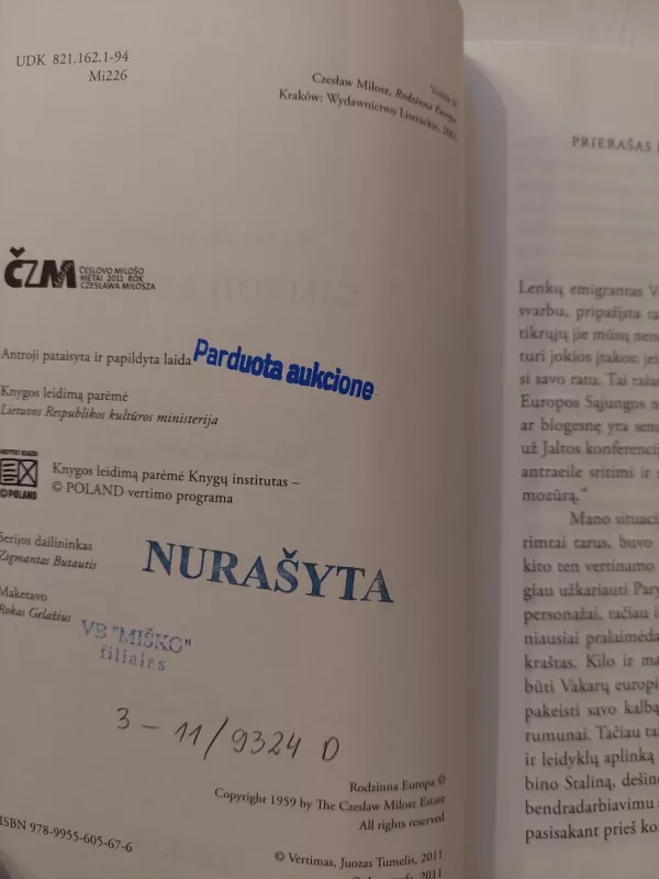 Gimtoji Europa - Czeslaw Milosz, knyga 3