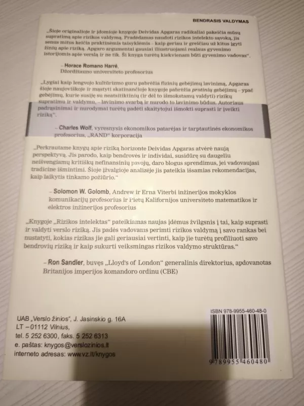 Rizikos intelektas: kaip išmokti valdyti tai, ko nežinome - David Apgar, knyga 4