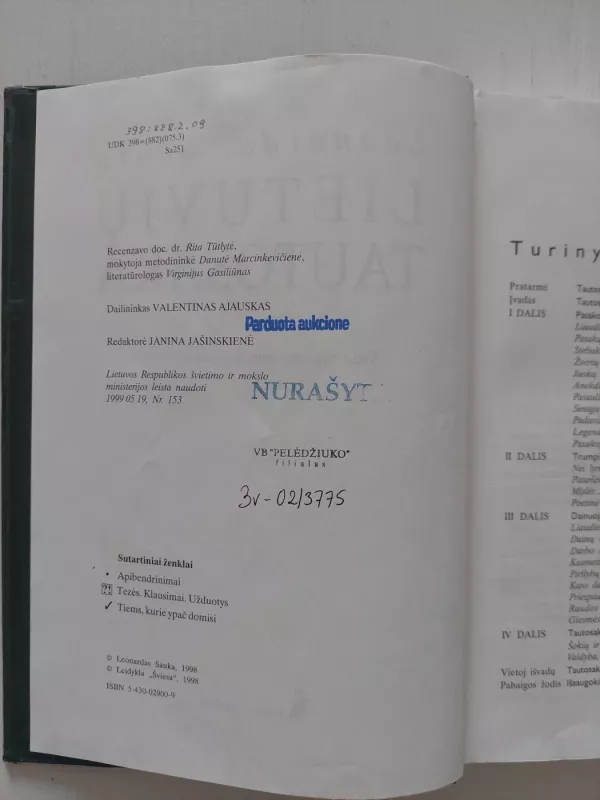 Lietuvių tautosaka - Leonardas Sauka, knyga 4