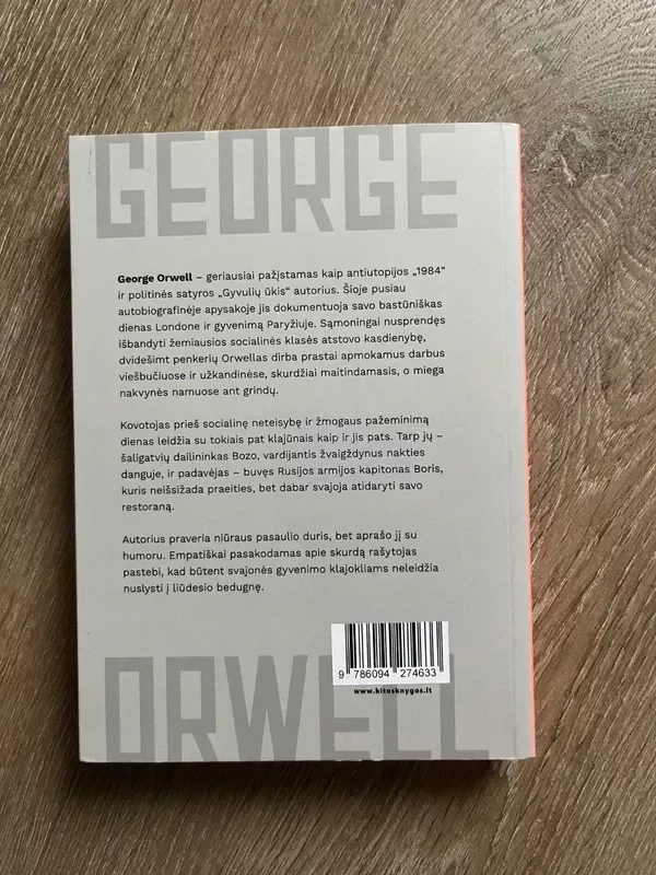 Dienos Paryžiuje ir Londone - George Orwell, knyga 4