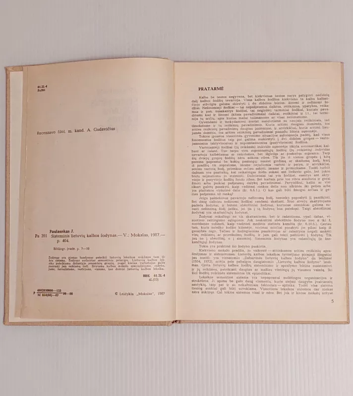 Sisteminis lietuvių kalbos žodynas - Jonas Paulauskas, knyga 5