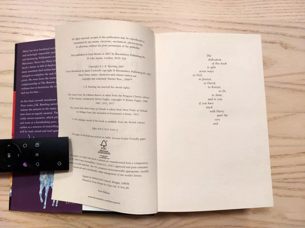 Harry Potter and the Deathly Hallows. First British Edition - Rowling J. K., knyga 4