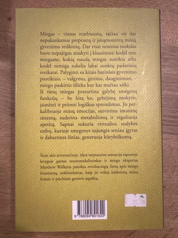 Kodėl mes miegame - Matthew Walker, knyga 3