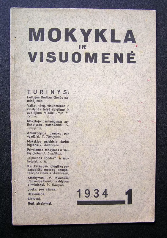 Mokykla ir visuomenė 1934 Nr.1 - Redaktorius: Kazys Klimavičius, knyga 2