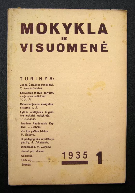 Mokykla ir visuomenė 1935 Nr.1 - Redaktorius: Kazys Klimavičius, knyga 2