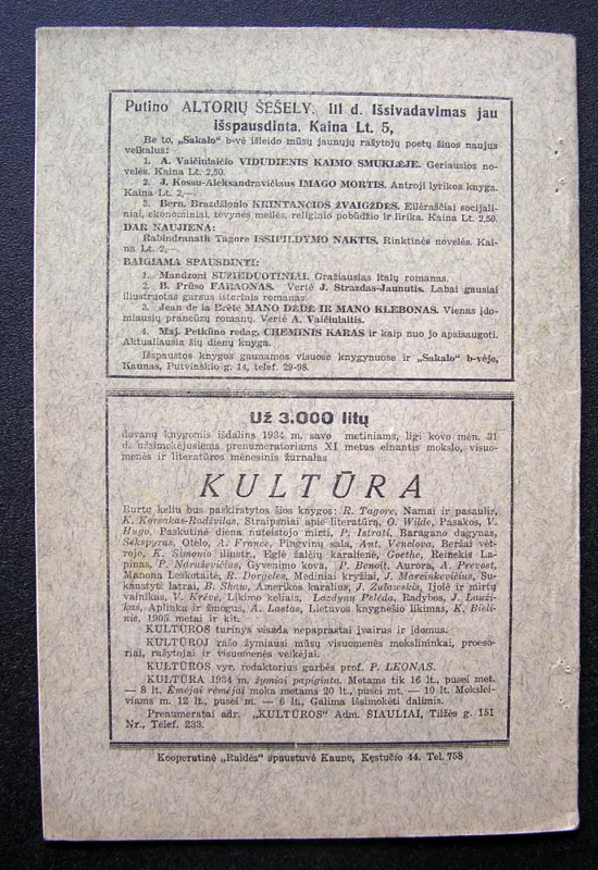 Mokykla ir visuomenė 1934 Nr.1 - Redaktorius: Kazys Klimavičius, knyga 4