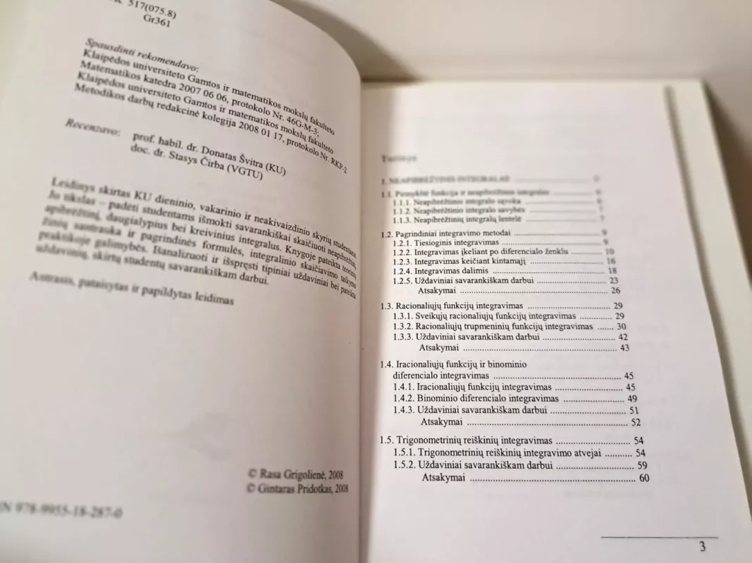 Aukštoji matematika. Integralinis skaičiavimas - Rasa Grigolienė, Gintaras Pridotkas, knyga 3